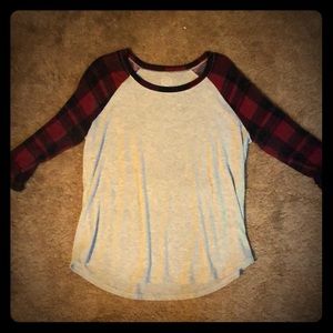 Buffalo plaid 3/4 sleeve top